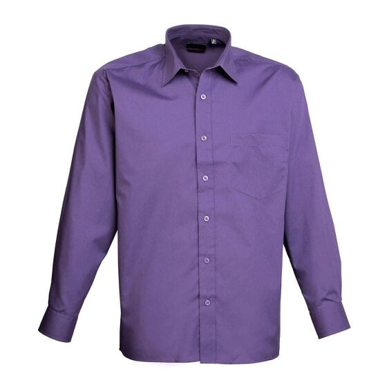 Premier Mens Poplin Long-Sleeved Shirt - Purple