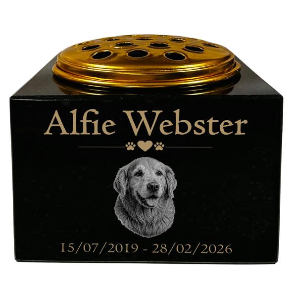 Memorials Direct Dog Memorial Granite Photo Small Vase