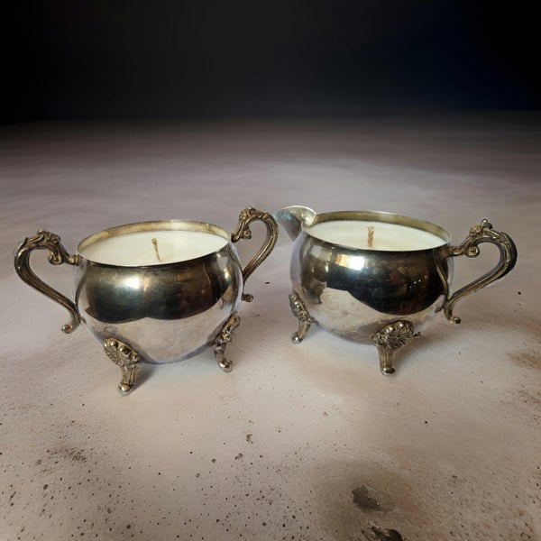 Repurposed Vintage Sugar & Creamer Bowl Candles