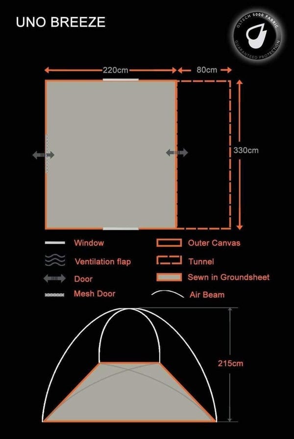 Uno Breeze Inflatable Campervan Awning OLPRO