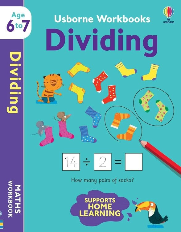 Usborne Workbooks 2 Books Collection Set Ages 6-7 (Comprehension, Dividing)