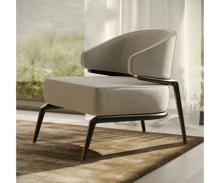 Refined Haines armchair with plush cushioning and sleek modern lines for luxury home decor.