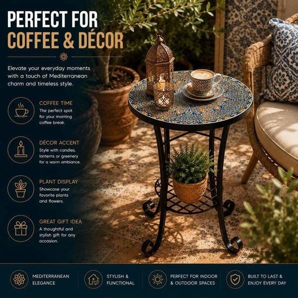 35cm Cairo Mosaic Plant Stand/Side Table image 10