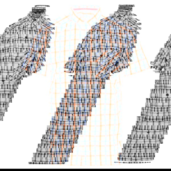 Regatta Mens Mindano VIII Checked Short-Sleeved Shirt - New Royal/Persimmon/Marshmallow