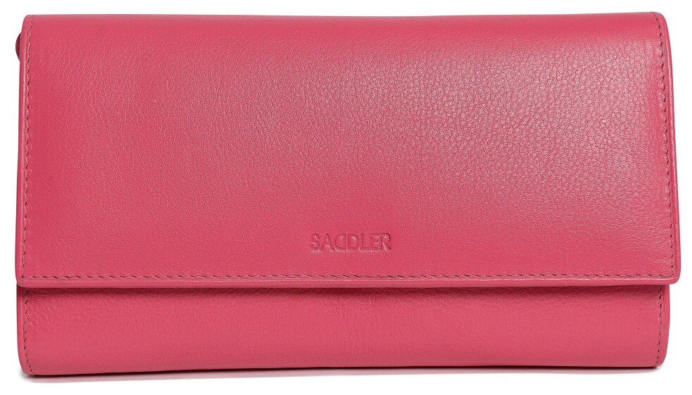SADDLER Large Leather Multi-Section Purse "Grace" – Handmade by Saddler | RFID Protected & Gift Boxed - Fuchsia