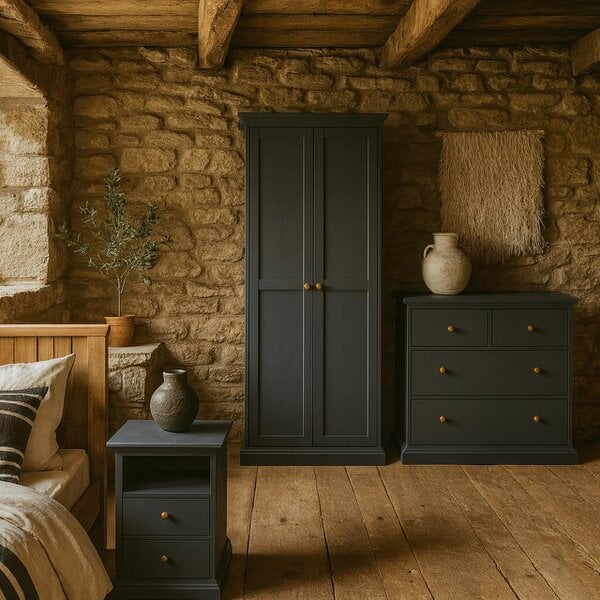 Wyld Haus Osaka 3 Piece Farmhouse Bedroom Furniture Set Grey Wooden
