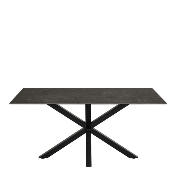 Wyld Haus Perth 160cm 6 Seater Black Ceramic Dining Table Industrial Black Metal Legs