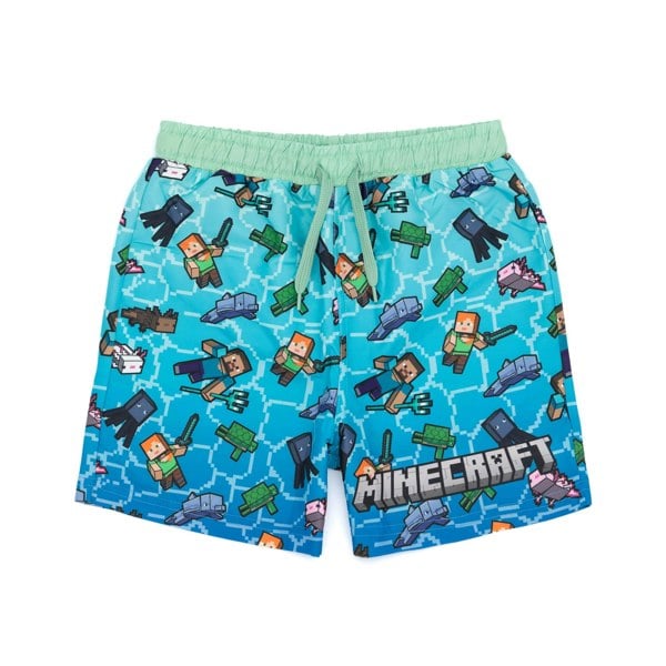 Minecraft Boys Creeper Swim Shorts - Blue