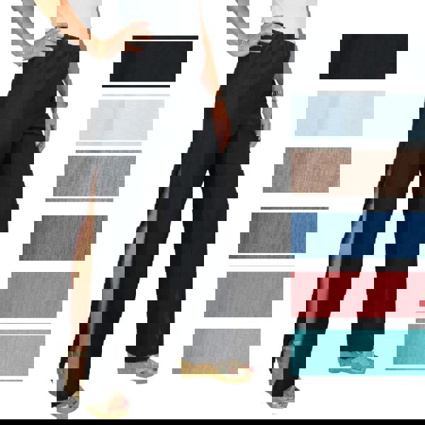 Paulo Due Women's Linen Look Wide Leg Split Hem Trousers