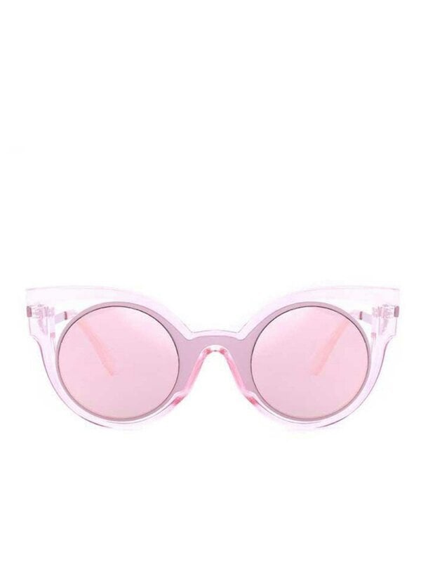 SVNX Transparent Pink Sunglasses with Round Lenses and Cat Eye Frame