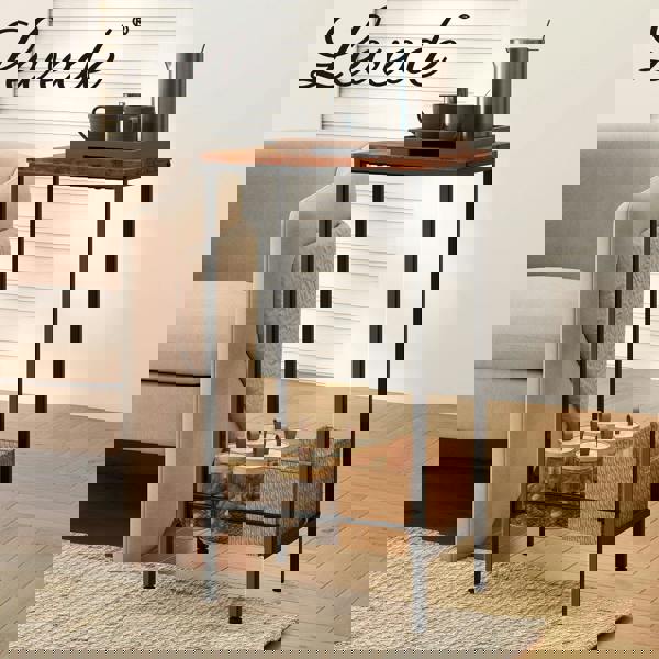 Levede Industrial Side Table Wood 2-Tier Storage Shelf End Table for Living Room