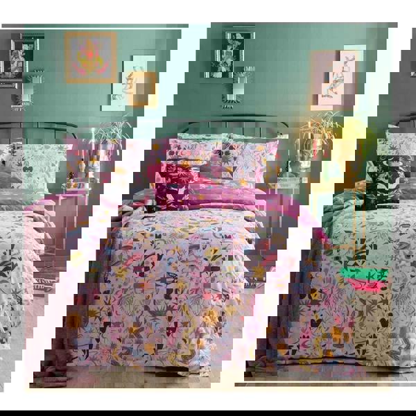 Furn Enchanted Reversible Printed Duvet Cover Set - Pink