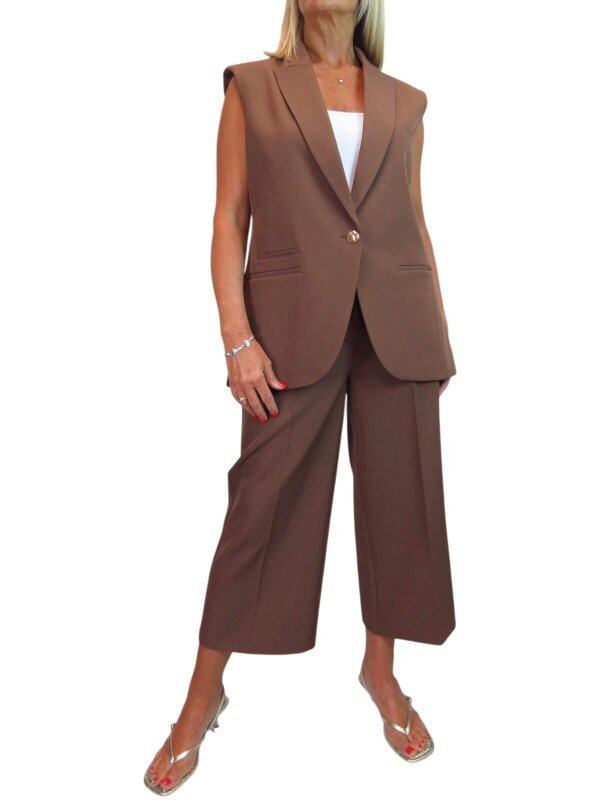 Paulo Due Women's 2 Piece Waistcoat Trouser Suit - Caramel Brown