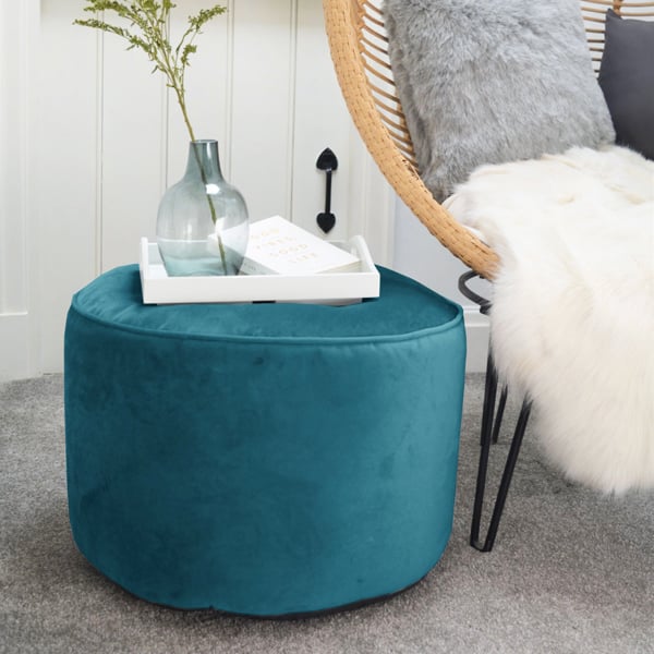rucomfy Velvet Pouffe - Indoor Bean Bag Footstool