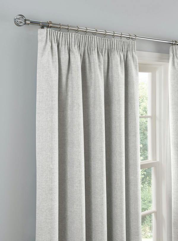 Smart Living Textured Rib Weave Boutique Pencil Pleat Curtain - Grey