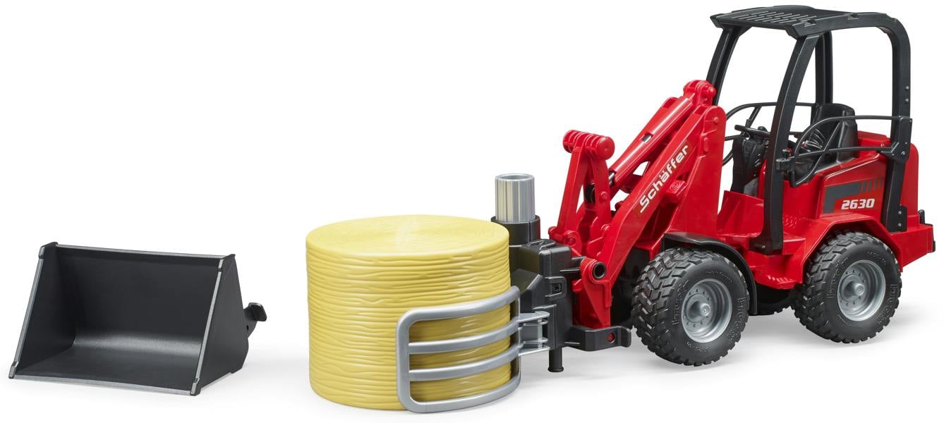 Bruder Schaffer Compact loader 2630 with bale gripper 1 round bale Construction Loader Model