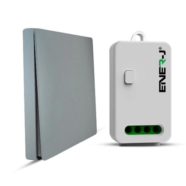 ENER-J 1 Gang Wireless Kinetic Switch, Silver + 500W RF Receiver