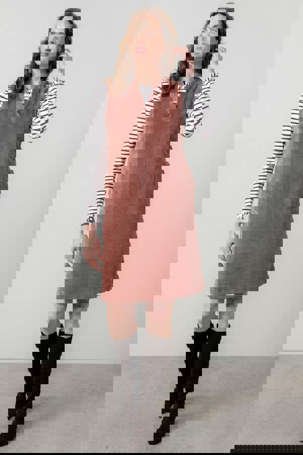 Lily & Me Belle Stretch Cotton Jumbo Cord Dress Antique Rose