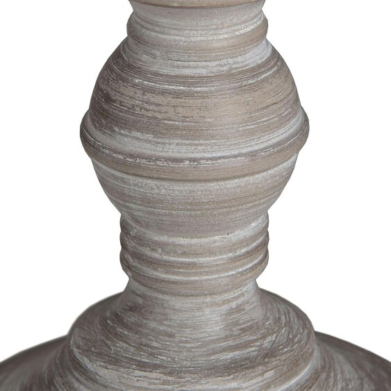 Wyld Haus Turin Rustic Tall Distressed Grey Wooden Table Lamp with Cream Linen Shade