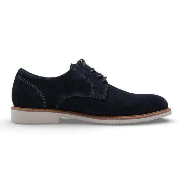 Tamaris Men's Navy Blue Suede Leather Plain Toe Derby Shoes