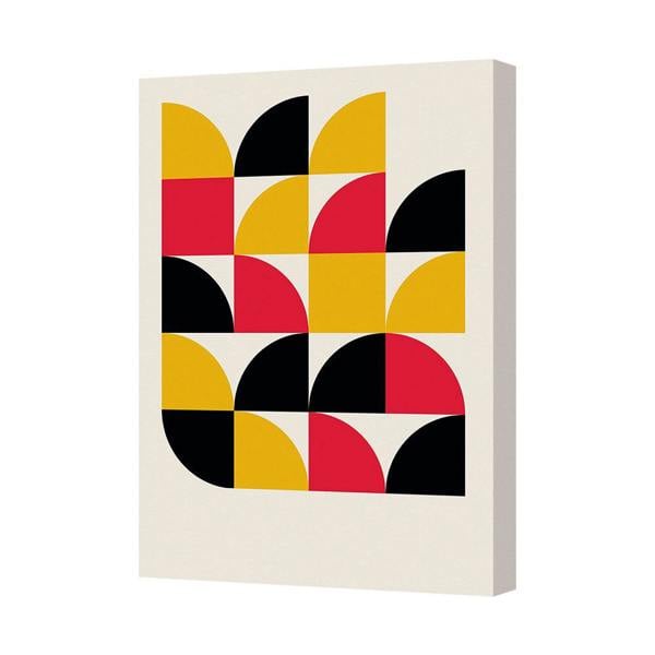 Benjamin Tate Design Geometric Abstract Canvas Print In Yellow Red Black On White Background