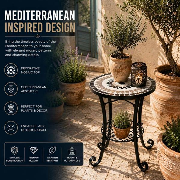 35cm Medina Mosaic Plant Stand/Side Table image 7