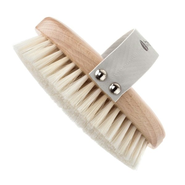 Hydréa London Professional Wet & Dry Body Brush with Long Detachable Curved Handle Natural Bristle & FSC® Certified Beechwood