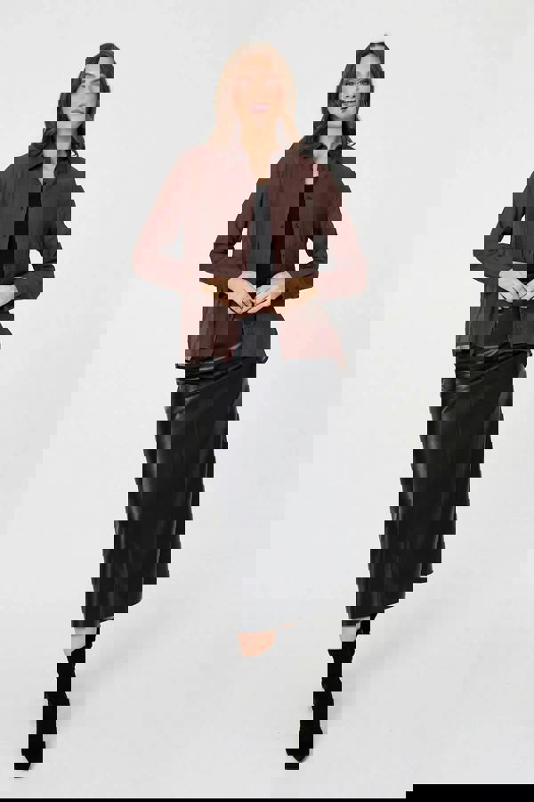 Brown | Long Sleeve Button Front Shirt 