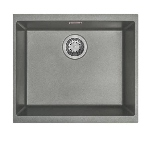 Austen & Co. Siena Inset & Undermount Large Single Bowl Reversible Granite Kitchen Sink With Strainer & Over Flow Kit - Grey