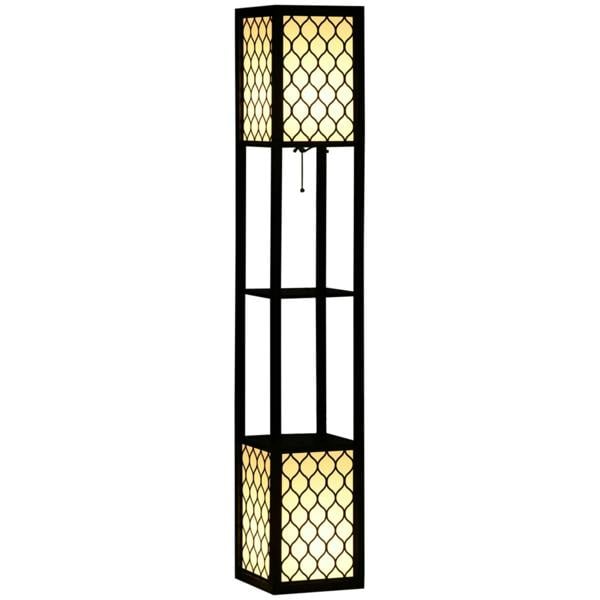 Dyzi 2 Light Floor Lamp with 2 Display Shelves Modern Standing Lamp