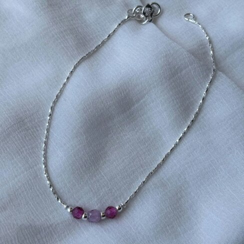 The Colourful Aura Pure Silver Colourful beaded Summer Indie Boho Indian Payal Anklet