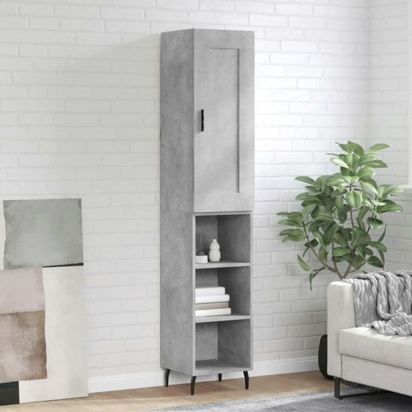 Berkfield Highboard Concrete Grey 34.5x34x180 cm Engineered Wood