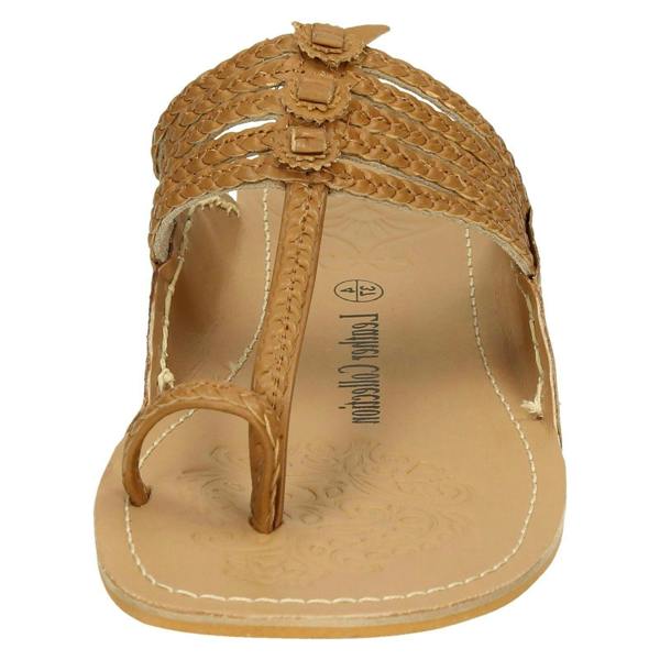 Leather Collection Ladies Leather Collection Flat Toeloop Braided Sandals F00077
