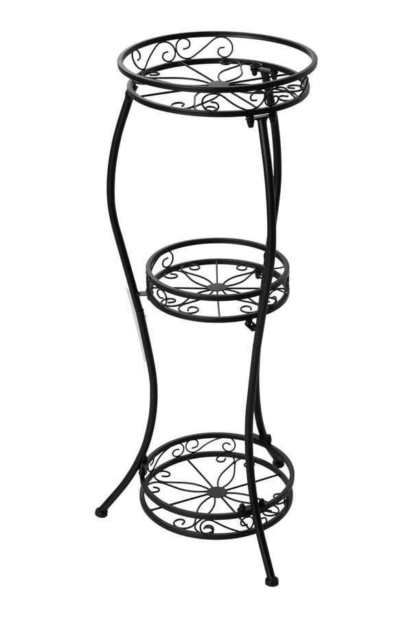 Living and Home 3-Tier Black Iron Plant Stand
