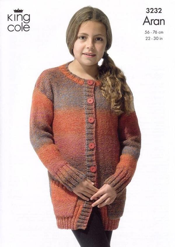 King Cole Twist Knitting Pattern 3232, Jackets for Kids, 22 - 30 Inches - Easy