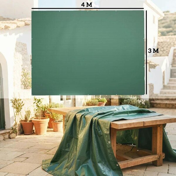 3 x 4m Waterproof Tarpaulin, 90GSM Tear-Resistant PE Tarp with Reinforced Grommets, UV Protected Cover
