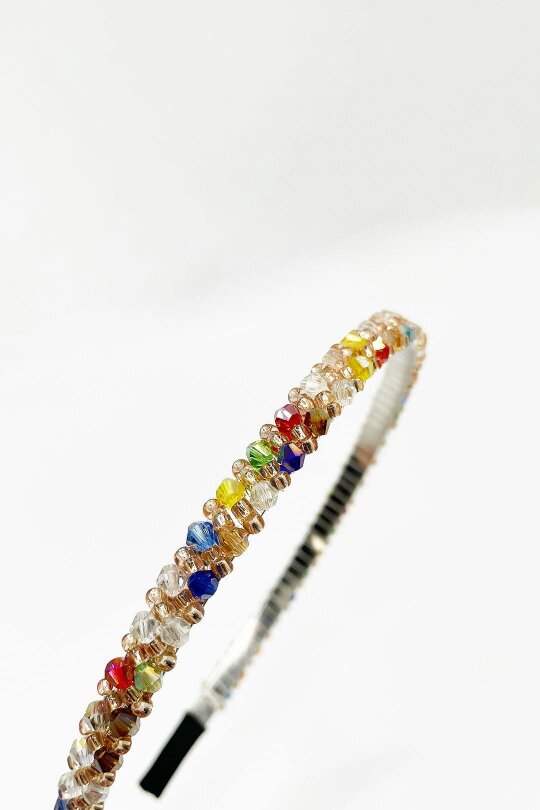 SVNX Two Tone Crystal Beaded Headband in Multi
