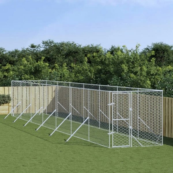 Berkfield Outdoor Dog Kennel Silver 2x14x2 m Galvanised Steel