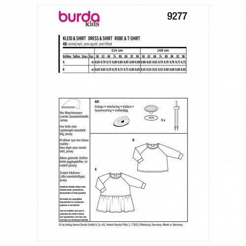 Burda Sewing Pattern 9277 Tops and Dresses For Babies and Kids, 56 to 98 - Easy