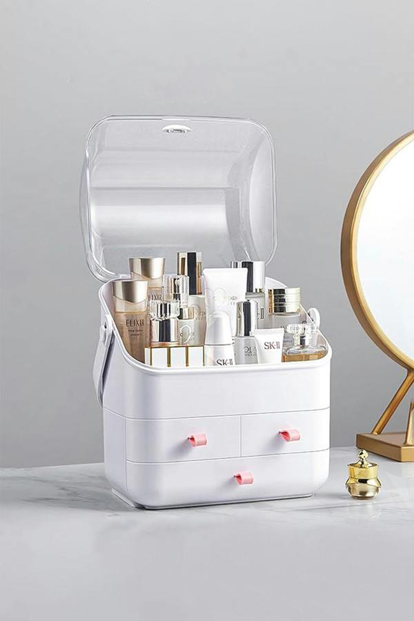 Living and Home Cosmetic Organizer Skincare Display Box With 3 Drawers