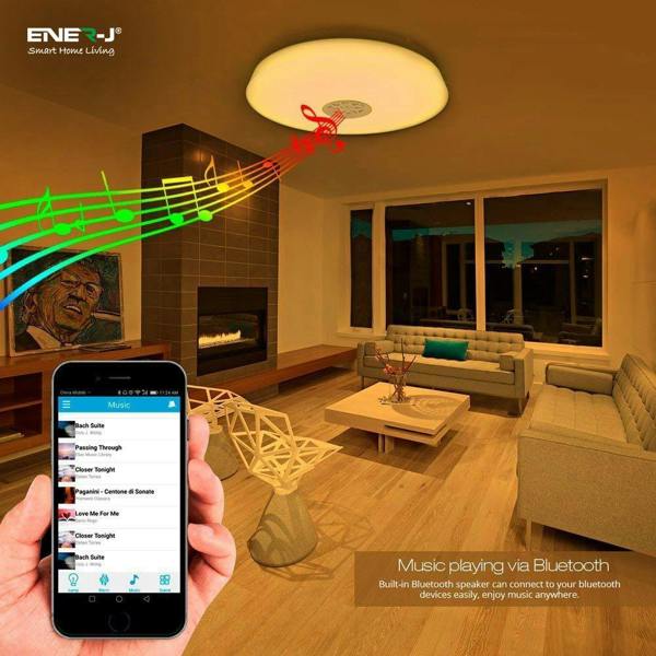 ENER-J 24W Wi-Fi Ceiling Lights RGB+W+WW, Dimmable with Bluetooth Speaker, Amazon Alexa and Google Home Compatible