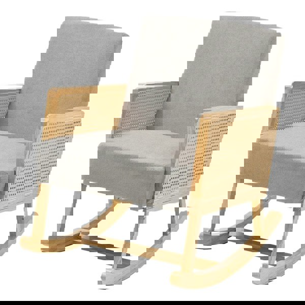 H&O Direct Linen Wooden Rocking Chair-Grey, ZH1443 Living and Home