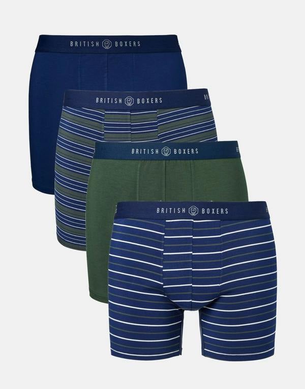 British Boxers Multipack! 4 Pairs of Men's Bamboo Stretch Trunks – Night