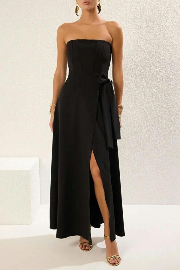 WOVCOR Strapless Long Elegant Evening Dress with Back Detail