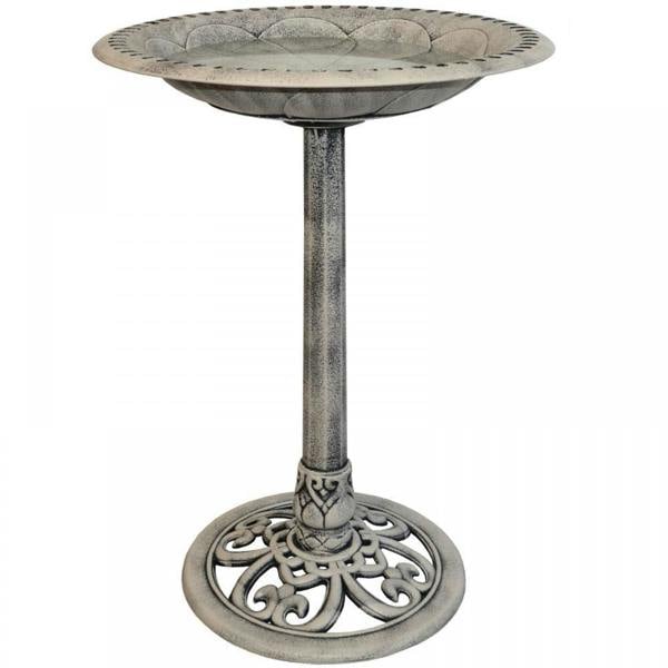 Gr8 Garden Stone Effect Plastic Pedestal Free Standing Wild Bird Bath Outdoor Garden Feeder
