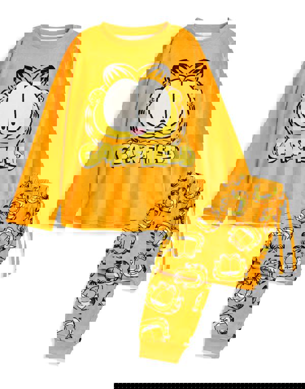 Garfield Unisex Kids Orange Big Face Long Sleeve Long Leg Pyjama Set