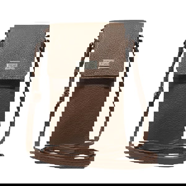 Assots London 'MARIA' Tan Pebble Grain Real Leather Crossbody Phone Bag