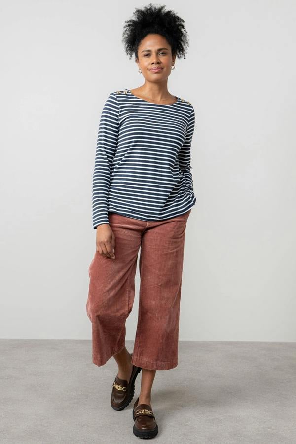 Lily & Me Riverside Striped Casual Jersey Top Navy