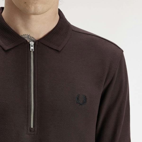 Fred Perry Ribbed Collar Crepe Pique Polo Shirt