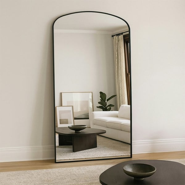 Exclusive Mirrors Modern Black Metal Arch Full Length Mirror 200cm x 100cm